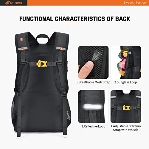 Skysper Packable Hiking Backpack 40L Lightweight Waterproof Backpack Travel Daypack For Men Women(Black) #TOP3