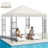 Qdreclod Toldo Recambio 3x3 m Pergola, Techo Repuesto para Cenador Impermeable 300D Protección UV, Funda Transpirable para Pérgola de Jardín, Reemplazo Resistente al Viento para Gazebo Exterior, Beige