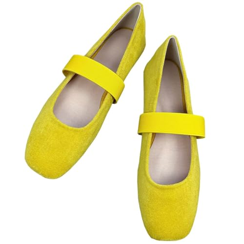 TN TANGNEST Ballet Flat Shoes for Women Elastic Band Comfortable Square Toe Dressy Mary Jane Flats 2 - Main Image