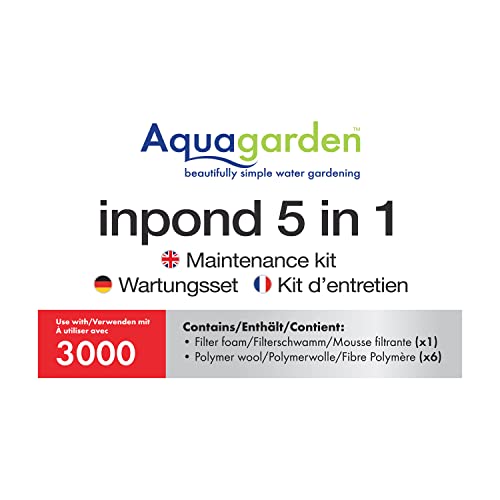 Aquagarden Inpond 3000 Wartungskit | Filterset mit 6 Polymer-Wolle-Pads & 1 waschbarem Schaumstofffilter | einfacher Austausch für sauberes, gesundes Teichwasser