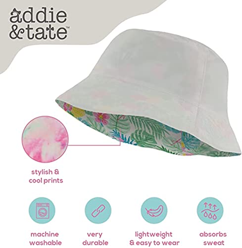 Kids Bucket Hat For Girls, Packable Fun & Cool Reversible Beach Sun Teen Toddler Bucket Hat (White/Tropical Flamingo, 7-14 Years) #TOP4