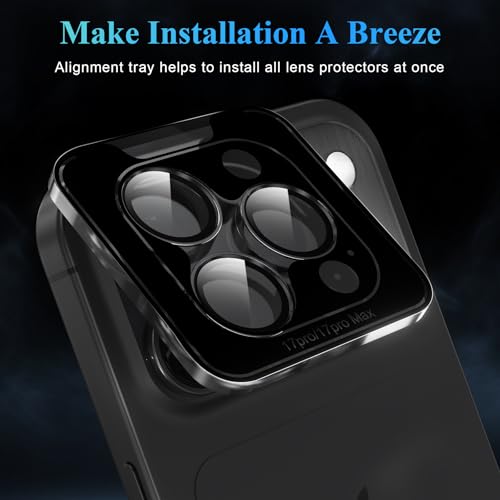 Protecteur objectif iPhone 17 Pro Max en verre trempé et métal YWXTW avec pose facile