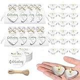 100 Sets Wedding Gifts for Guests Heart Shaped Candles Mini in Organza Bags with Thank You Cards, Party Favors for Bridal Shower, Birthday Party, Wedding Anniversary, Baby Shower Decorations