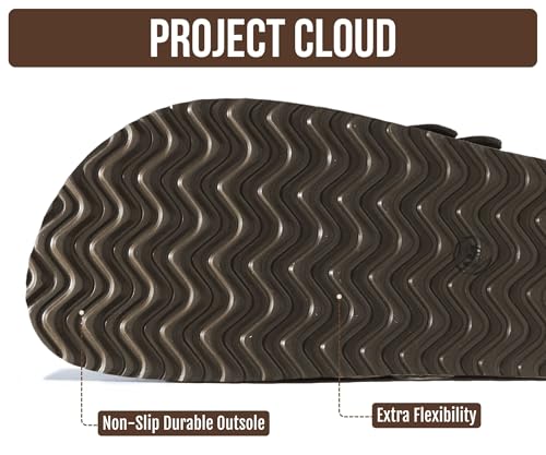 Image of Project Cloud 100% Genuine Leather Platform Sandals Women Footwear - Comfortable Womens Slides Memory Foam Insole - Non Slip Water-Resistant 3-Strap Wedge Sandals for Women 2026