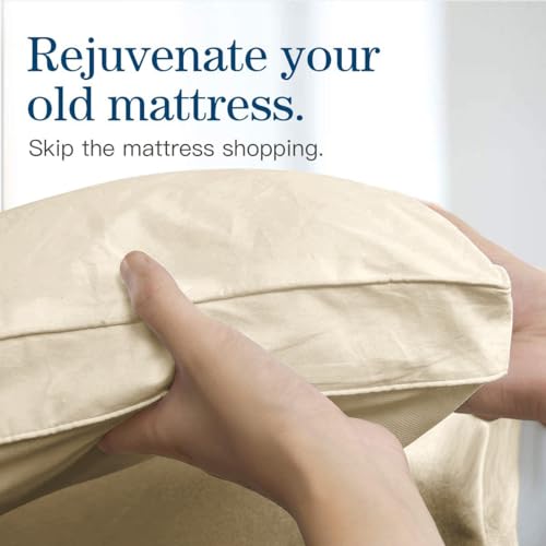 Image of COONP Queen Mattress Topper, Extra Thick Pillowtop, Cooling Plush Mattress Pad Cover Bed Topper Protector with 8-21 Inch Deep Pocket (Beige, Queen)