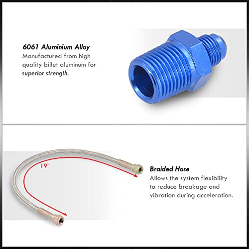 Ajp Distributors Upgrade Jdm Universal Turbo Charger T25 T28 Gt25 Gt28 Gt30 Gt32 Gt35 Gt-Series Turbocharger Oil Water Cooled Feed Drain Line Kit 19" Stainless Steel Braided Hose #TOP1
