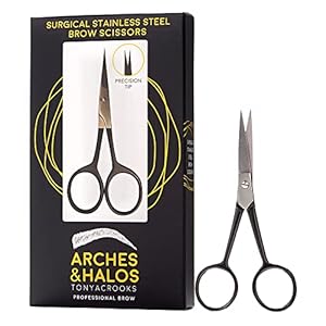 Arches & Halos Surgical Stainless Steel Eyebrow Scissors – Precisely Trim Brows – Remove Unwanted Hairs – Ophthalmologist and Dermatologist Tested – 1 Pc