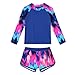 Girls Long Sleeve Rash Guard Swimsuits Board Shorts 2 Piece Bathing Suit UPF 50+ Sun Protection Swimwear for 6-15 Years