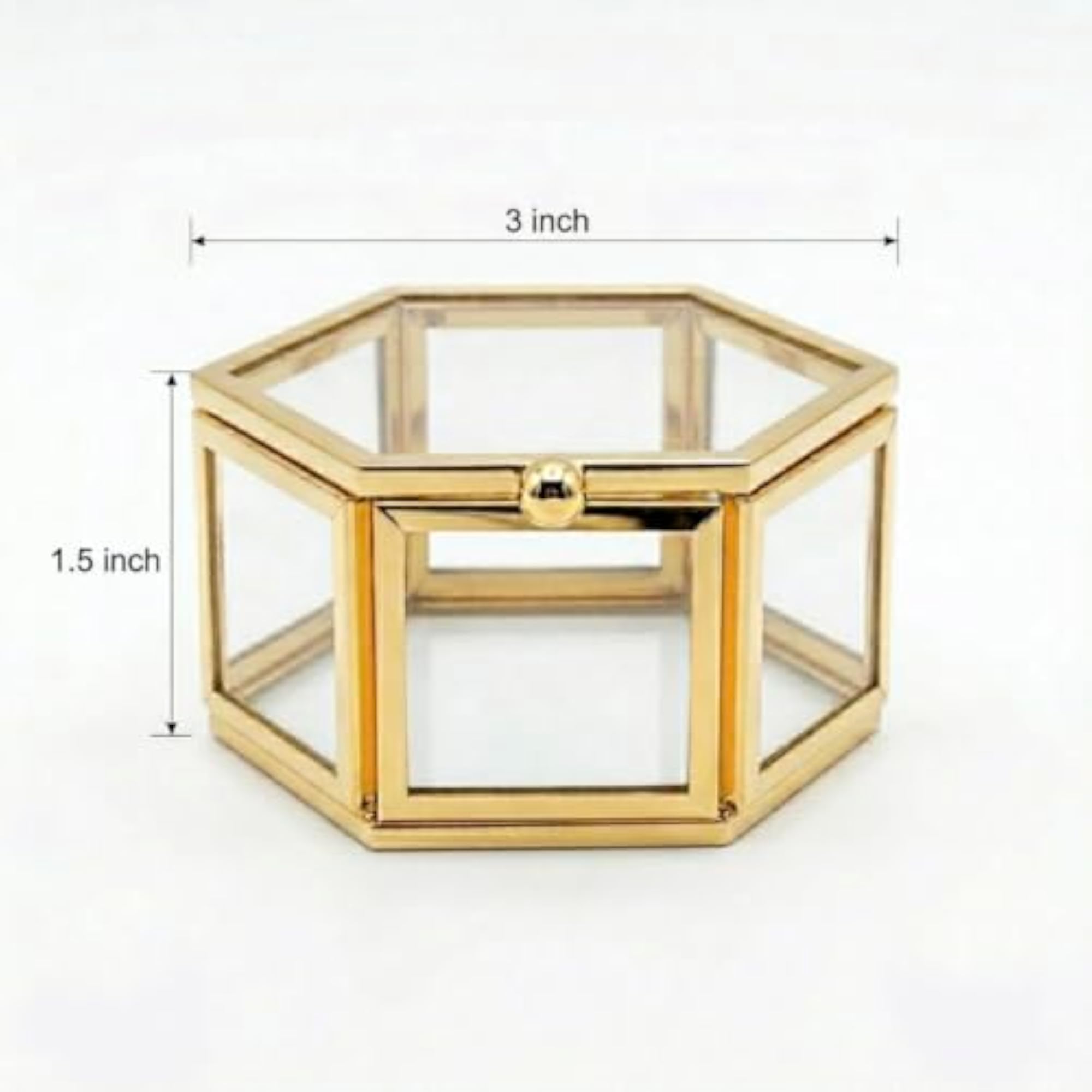 Hexagonal Glass Jewellery Box, Clear Geometric Style