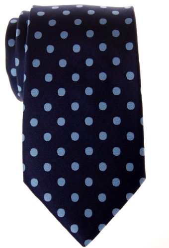 Retreez Classic Polka Dots Woven Microfiber Men's Tie - Navy Blue with Light Blue Dots
