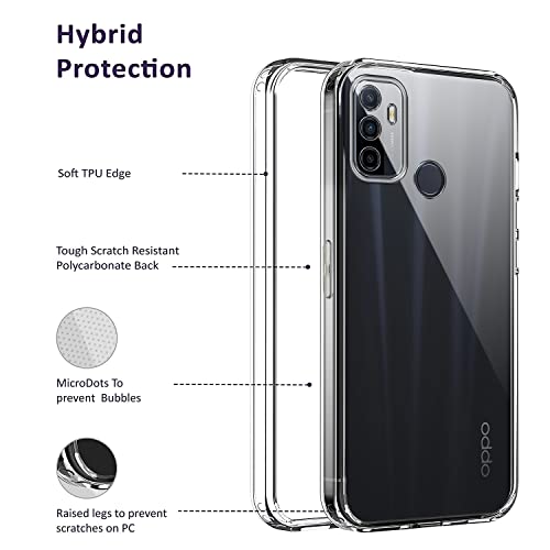 Image of Jkobi Back Cover Case for Oppo A32 (Silicone Crystal Clear | Pure Camera Protection | Soft and Flexible for Charger and Headphone sockets | Shockproof Bumpers | Transparent)