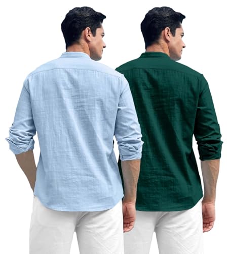 Image of Zombom Men's Kurta || Chinese Collar Long Sleeves || Straight Hip Length Kurtas || Short Kurta for Men || for Festival || Function || Occasion Wear Fancy Kurta for || Best Gifts for Men