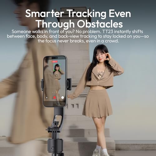 Ulanzi TT23 Trípode con Seguimiento Automático de Rostro para Móvil, 165 cm Palo Selfie con Rotación 360° con Mando a Distancia Bluetooth y Control por Gestos para iPhone/Cámara de Acción - imagen 6