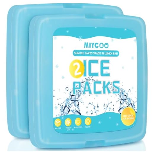 MIYCOO Ice Packs for Lunch Boxes & Lunch Bag - Quick Freeze Ice Pack Space Saving Freezer Packs - Reusable Slim Original Cool Pack - Cooler Accessories for Beach, Camping and Fishing