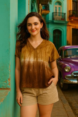 Image of Maaesa Women Handcrafted Tie & Dye Rayon Top | Regular Fit|Lightweight & Breathable Fabric | Casual Wear & Office Wear
