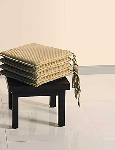 Image of Swayam Pure Cotton Reversible Chair Set Pads with Loops 16X16 | Machine Washable Chair Pad Set of 1 | Indoor Square Cushion Seat Or Chair Pads