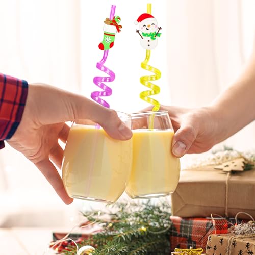 8 pitillos de Navidad con diseños de Santa y muñeco de nieve miniatura 5