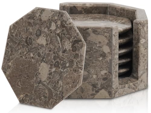 Marble Range Handmade Marble Coasters Set of 6 with Holder