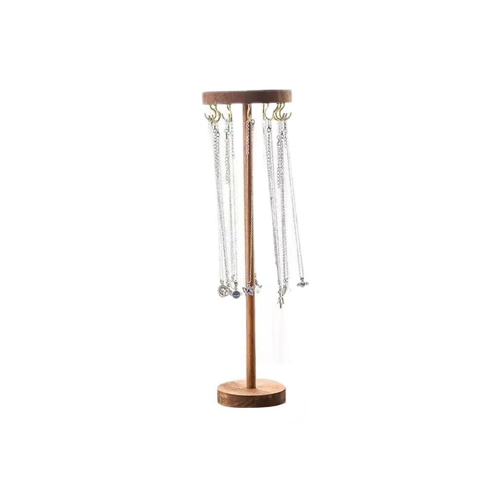 Jewelry Holder Swivel Wooden Jewelry Organizer for Long Chains