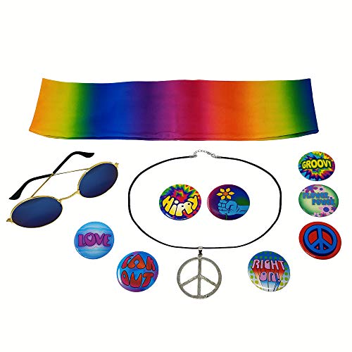 NorNovelties Hippie Costume Accessories - Peace Sign, Rainbow, Size One size