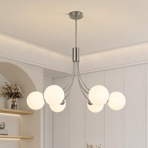 KCO Lighting Lampadario Soggiorno Sfere Vetro Bianco 6 Luci