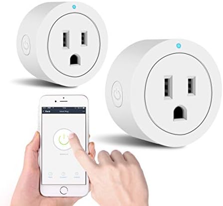 Smart Plug,WiFi Smart Socket Outlet,Mini Wireless Smart Switch Compatible with Alexa Echo Google Home Assitant,No Hub Required,Remote Control Your Devices for Anywhere with Timing Function,2 Pack