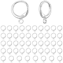 Xindojuz 50 PCS Sterling Silver Earring Hooks, Small Huggie Hoop Earrings for Jewelry Making, Leverback French Dangle Earring Hook Findings Earrings Supplies for Women 15mm11mm