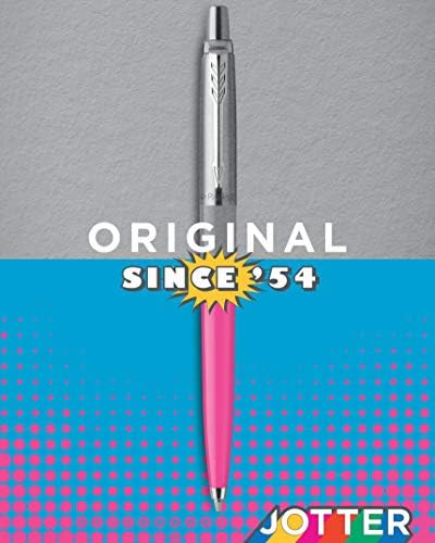 Parker Jotter Originals Ballpoint Pens | Pop Art Collection | Lime, Sky Blue and Hot Pink with Chrome Trims | Medium Point | Blue Ink | 3 Count