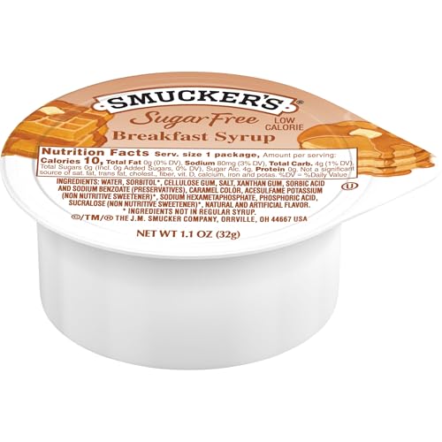 Smucker's Sugar Free Breakfast Syrup, 1.1 oz Plastic Portion Control Cup, 100 Count Case