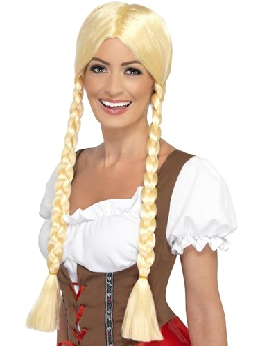 Smiffys Perruque beauté bavaroise, blonde, tressée Halloween