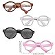 BOXOB 4 St Puppenbrille, 4 Farben Kunststoff Puppenbrille zum Anziehen Spielzeugbrille, Kostümzubehör Kompatibel mit 13 cm Großem Zahlen (Weiß, Schwarz, Schildpatt, Lila)