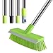MEIBEI Floor Scrub Brush with Rubber Blade-48 Inches, Stiff Bristles Deck Brush with Adjustable Long Handle, Ideal for Cleaning Kitchen, Bathroom, Garage, Yard and Patio
