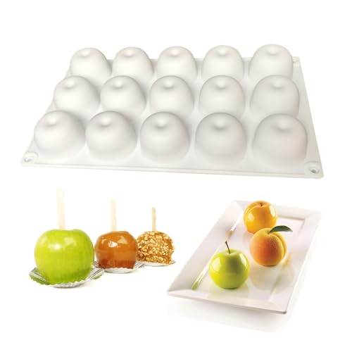Moule En Silicone Pomme 3D 15 Cavités, moule trompe l'oeil, Moule Silicone 3D, Moules à pommes 3D Pomme Pour Chocolat Gâteau Noël 3D Moules (A)