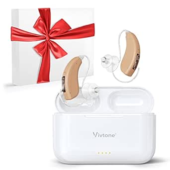 Vivtone Rechargeable Hearing Aids with 125-Hour Charging Case for Seniors and Adults (Lucid508-A)