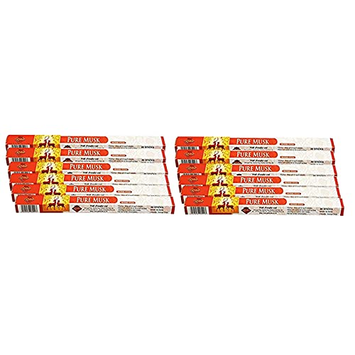 Rishta Musk Agarbatti 20stk (Pack of 12) - Premium Indian Aroma Incense Stick– Strong mood uplifting fragrance - Provides cleansing, relaxing and calming effect - Ideal for Pooja and meditation