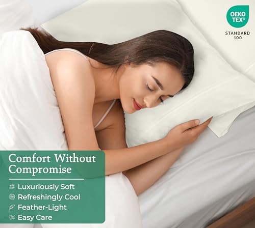 Image of Royale Linens Standard Pillowcase Set of 2 - Bed Pillow Cover - 20 inchx26 inch - 1800 Brushed Microfiber, Wrinkle & Fade Resistant - Soft & Cozy- Standard Size Pillow Case (STD,Ivory)