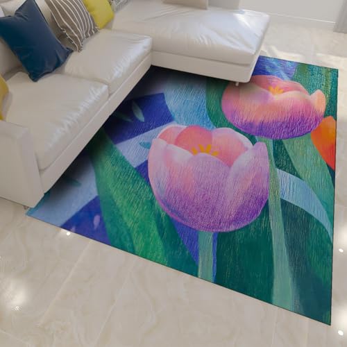 Descente lit lavable design abstrait floral pour chambre moderne
