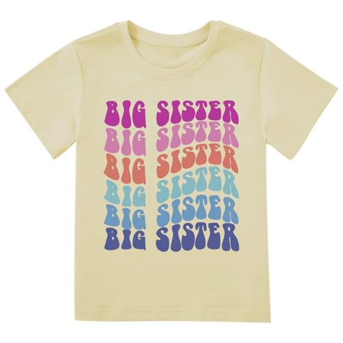 Image of Big Sister Announcement T Shirt Toddler Girls Promoted to Big Sister Tees Outfits 1-7 Years