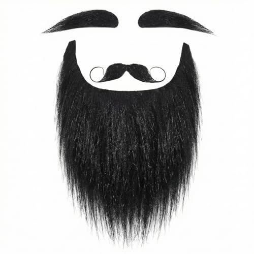 Barbe avec fausse moustache médiévale noire auto-adhésive