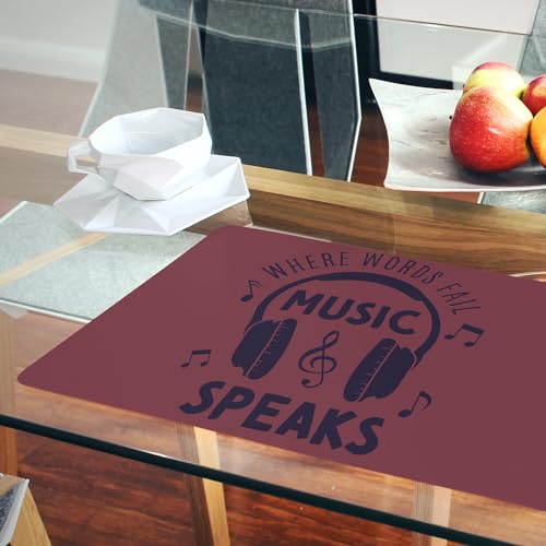 Sets de table liège rouge anti-rayures 39,5x28,5 cm musique pour table protégée - 6