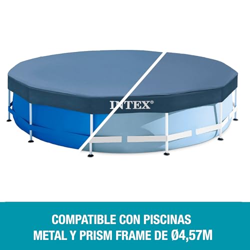 Intex Round Pool Cover - Poolabdeckplane - Ø 457 cm - Für Metal und Prism Frame Pool, 28032, Blau