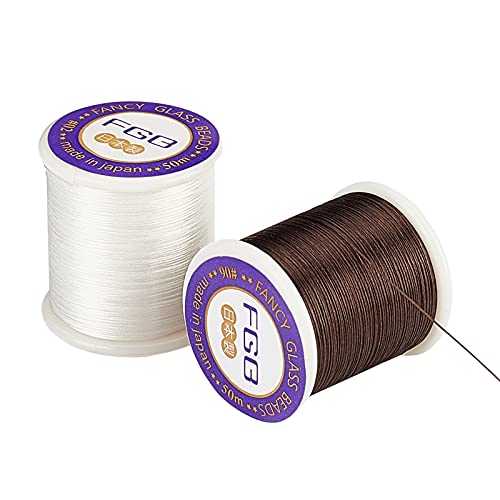 Ph Pandahall 0.1Mm Nylon Seed Bead Thread 100 Yards Brown White Bracelet Cord Beading Thread Invisible Sewing Thread Nylon Braided Thread String For Leather Stitching Beading Jewelry Bracelets Making #TOP10