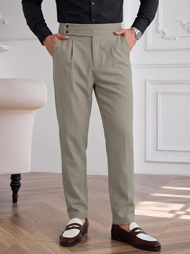 Image of TOPLOT Men's Cotton Casual Trouser | Elegant Pleated Front with Dual-Button Waistband | Comfortable Stretch Elasticity for Easy Movement | Tapered Ankle Finish | Casual & Office Wear (5277)
