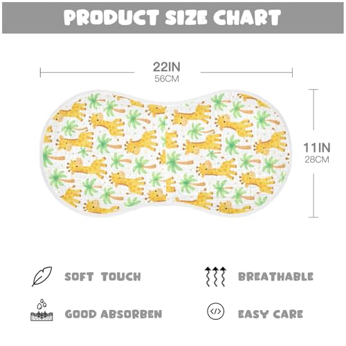 Cute Giraffes Baby Burp Cloths for Boys and Girls, Soft Muslin Spit Up Towels, 22"x11" Newborn Essentials for Feeding and Drooling, 2 Pack4