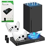JYMEGOVR Charging Station for Xbox Series X, with Cooling Fan & 2 Battery Pack - Dual Fast Charger Ports, 3 Level Cooling System Dock, 2 PCS 1400mAh Controller Batteries Accessories for Series X