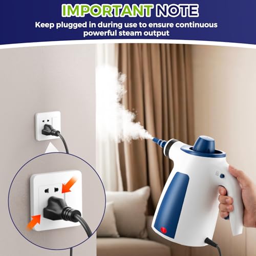 Image of Handheld Steam Cleaner, 230F Pressurized Steamer with No Water Spitting & Continuous Steam, 350ML Chemical-Free Deep Cleaning for Grease & Grime, 12 Accessories for Grout, Bathroom, Kitchen & Car