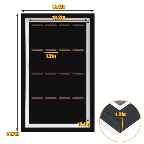 Image of Medal Display Case, 16 Medals Display Case Shadow Box Frame | Black, 21.7x13.4x1.2 in, Solid Wood+Tempered Glass, Wall Mount, Large Marathon Medal Display Frame for All Sports Medal