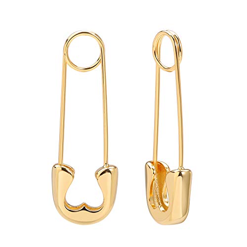 SANNYRA Pendientes de seguridad para mujer, aretes de clip de papel para mujer, aretes minimalistas colgantes con clip de papel, joyería diaria, latón, sin piedras preciosas, Latón, Sin piedra