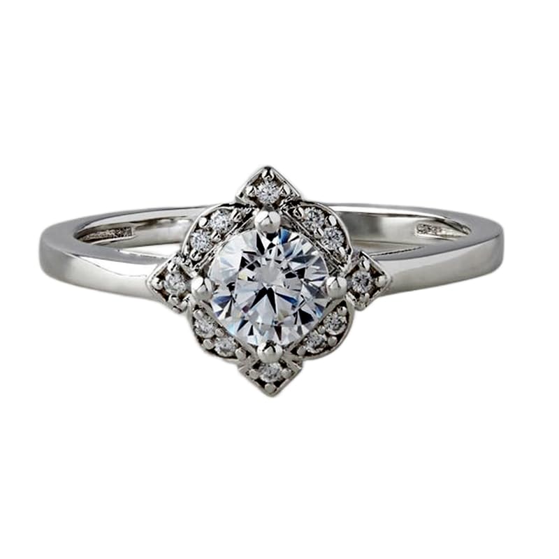 Bague imposante argent 925 halo de diamants, le cadeau romantique
