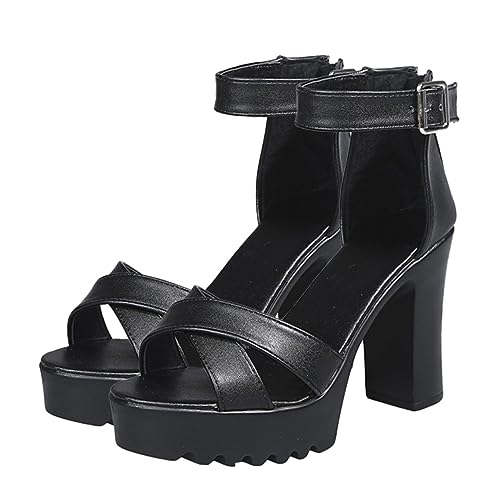 Sandales à talons ouvertes pour femme en cuir souple avec semelle ergonomique et talon stable